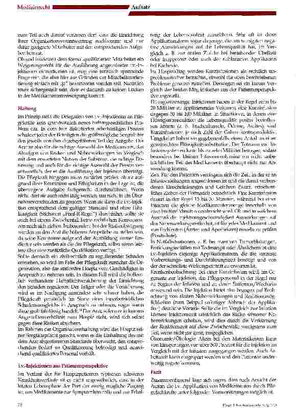 Vorschauseite 3: i.v.-lnjektionen durch Pflegekräfte in stationären Hospizen