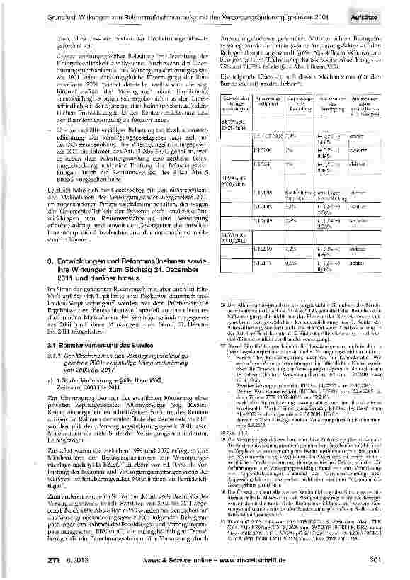 Vorschauseite 3: Wirkungen von Reformmaßnahmen aufgrund des Versorgungsänderungsgesetzes 2001 in der Beamtenversorgung -ein vergleichender Bericht