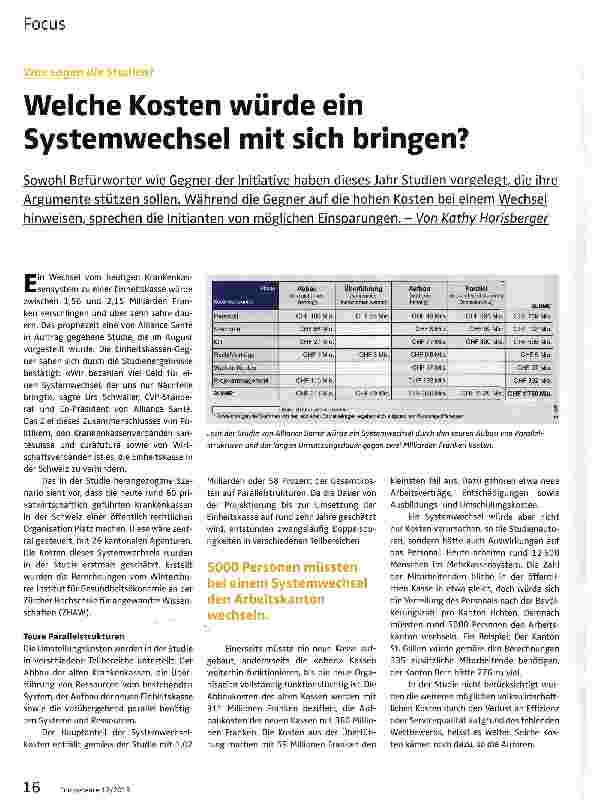 Vorschauseite 1: Welche Kosten würde ein Systemwechsel mit sich bringen?