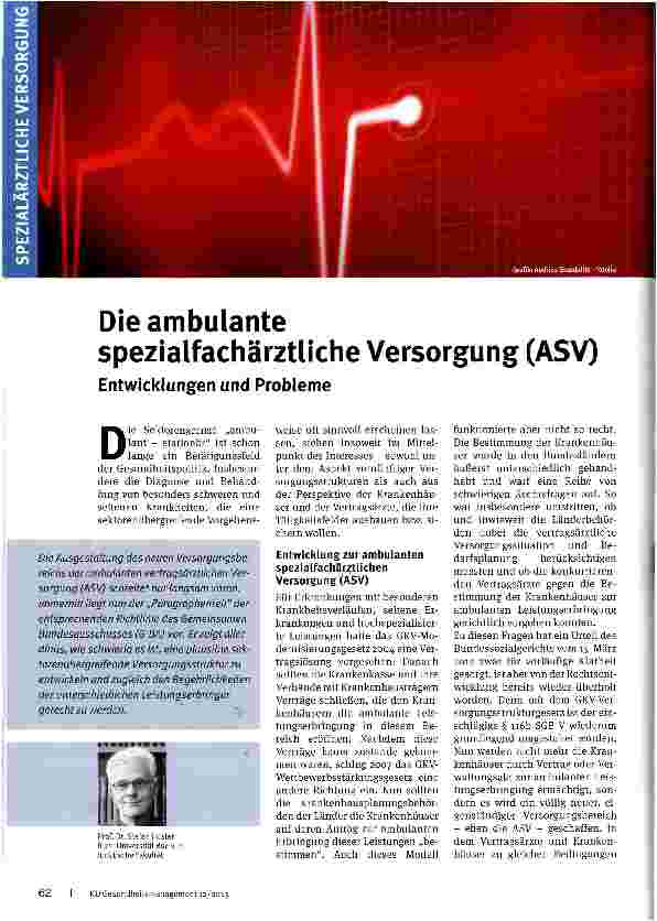 Vorschauseite 1: Die ambulante spezialfachärztliche Versorgung (ASV)