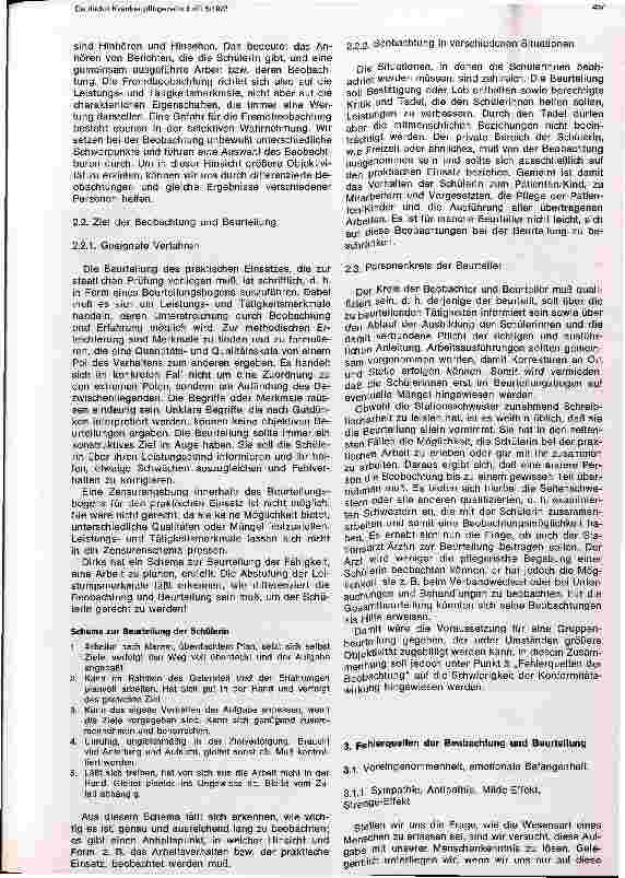 Vorschauseite 3: Entwurf eines Beurteilungsbogens für Krankenpflegeschüler/innen