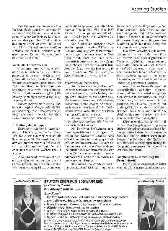 Vorschauseite 2: Achtung Studien!ZUR PRESSEMELDUNG STILLEN SCHÜTZT DOCH NICHT VOR ALLERGIEN