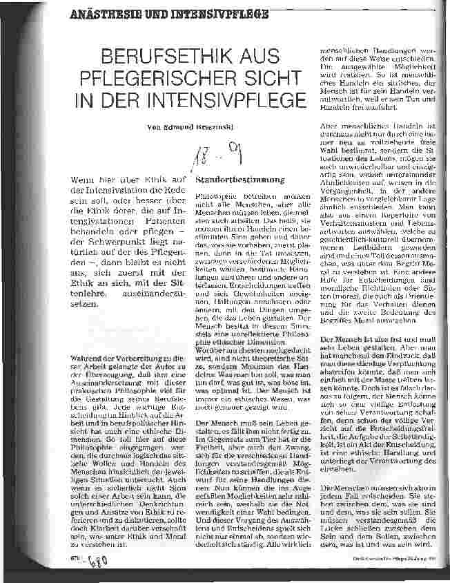 Vorschauseite 1: Berufsethik aus pflegerischer Sicht in der Intensivpflege