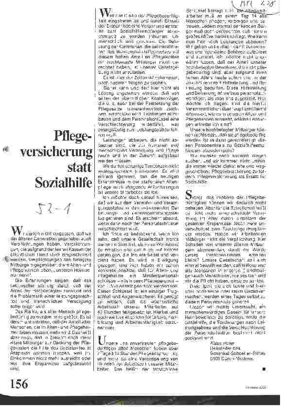 Vorschauseite 1: Pflegeversicherung statt Sozialhilfe