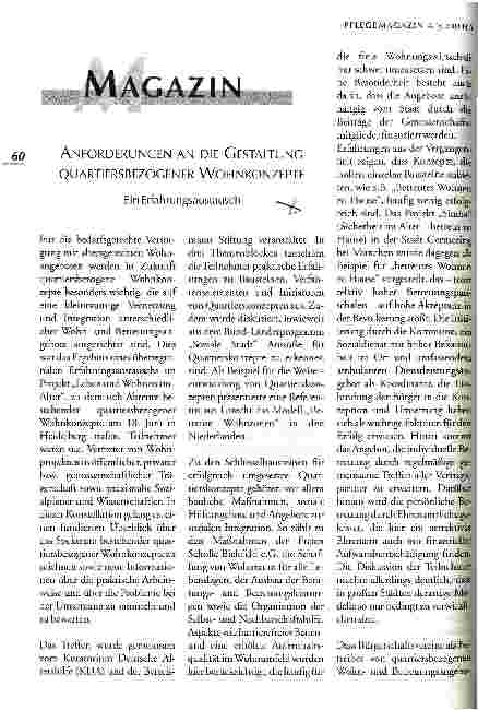 Vorschauseite 1: Anforderungen an die Gestaltung quartiersbezogener Wohnkonzepte