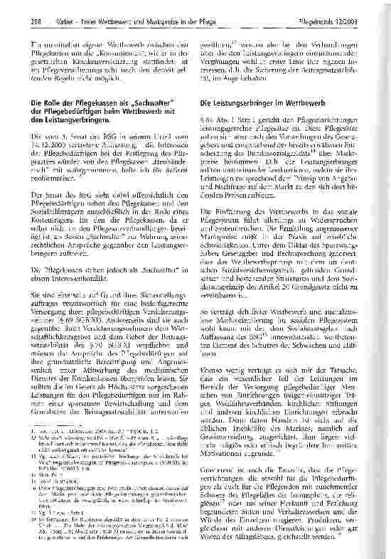 Vorschauseite 3: Freier Wettbewerb und Marktpreise in der Pflege