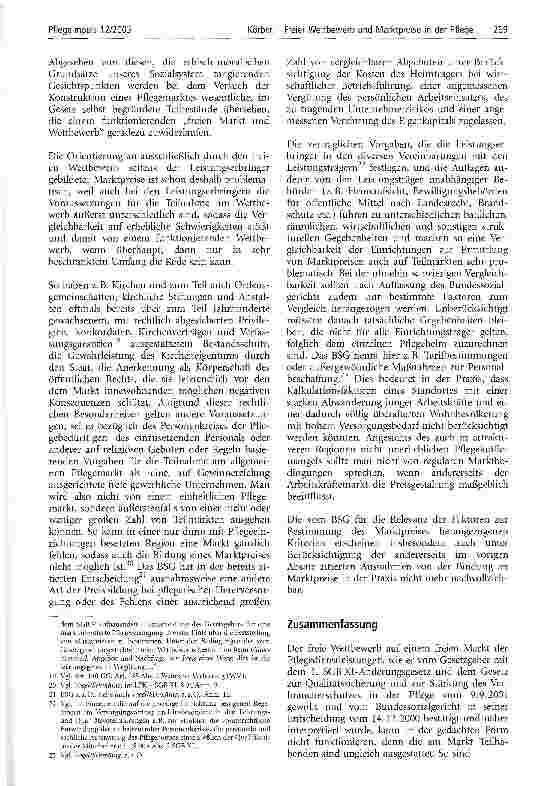 Vorschauseite 4: Freier Wettbewerb und Marktpreise in der Pflege