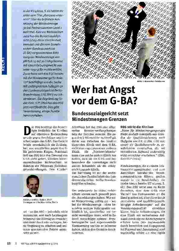 Vorschauseite 1: Wer hat Angst vor dem G-BA?