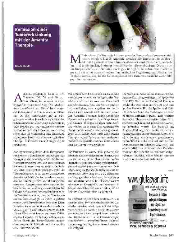 Vorschauseite 1: Remission einer Tumorerkrankung mit der Amanita Therapie