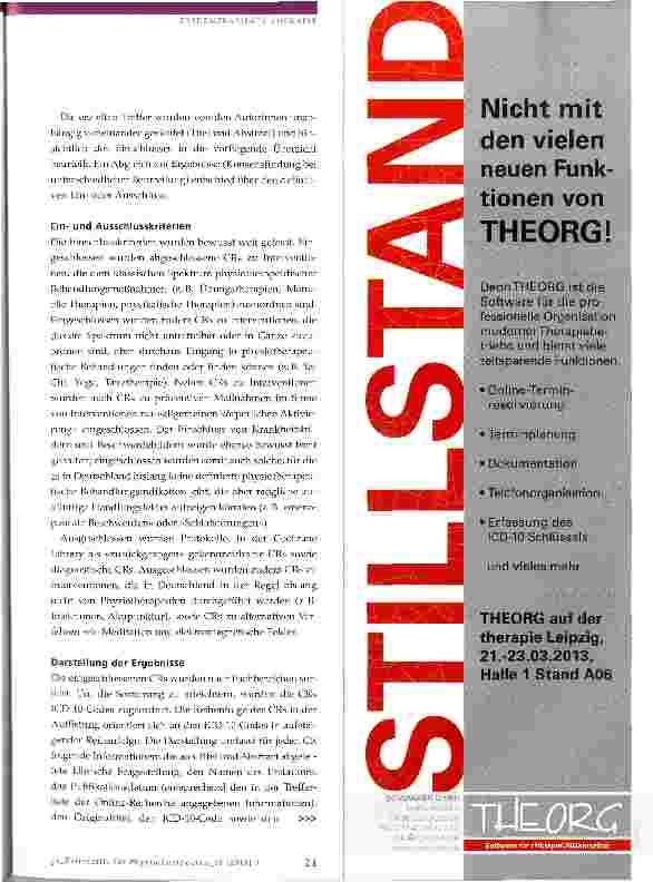 Vorschauseite 3: Welche Cochrane Reviews gibt es zu physiotherapeutischen Interventionen?