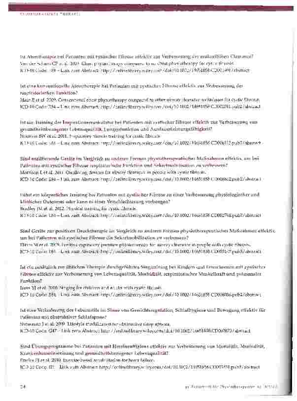 Vorschauseite 5: Welche Cochrane Reviews gibt es zu physiotherapeutischen Interventionen?