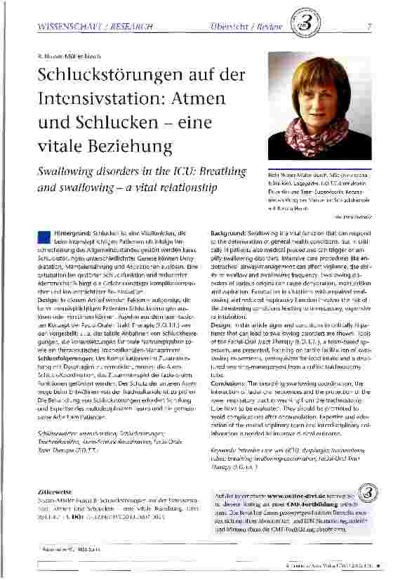 Vorschauseite 1: Schluckstörungen auf der Intensivstation: Atmen und Schlucken - eine vitale Beziehung