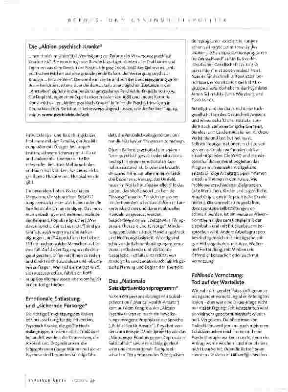 Vorschauseite 2: Ärztliche Aufgabe: Suizidprävention