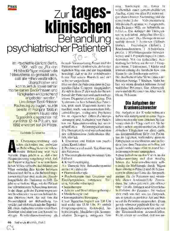 Vorschauseite 1: Zur tagesklinischen Behandlung psychiatrischer Patienten