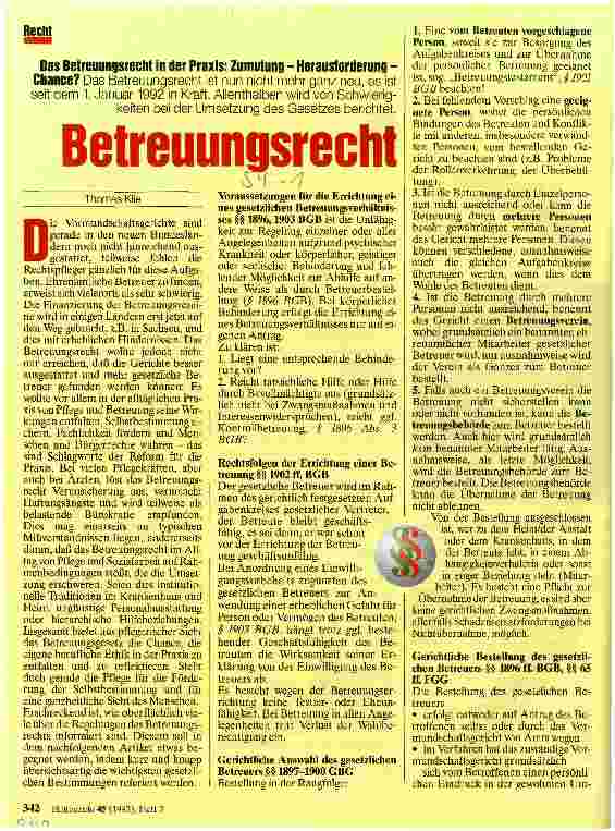 Vorschauseite 1: Betreuungsrecht Das Betreuungsrecht in der Praxis: Zumutung,Herausforderung,Chance?