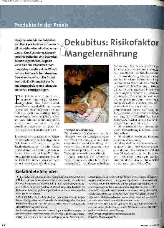 Vorschauseite 1: Dekubitus: Risikofaktor Mangelernährung