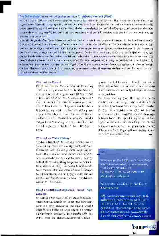 Vorschauseite 3: Arbeitssicherheit im Spital Grundlagen und H+ Branchenlösung