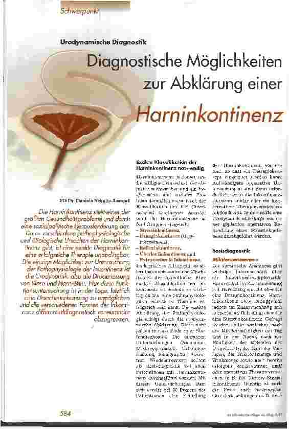 Vorschauseite 1: Diagnostische Möglichkeiten zur Abklärung einer Harninkontinenz