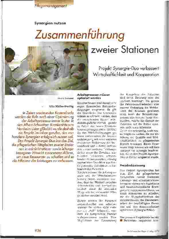 Vorschauseite 1: Zusammenführung zweier Stationen