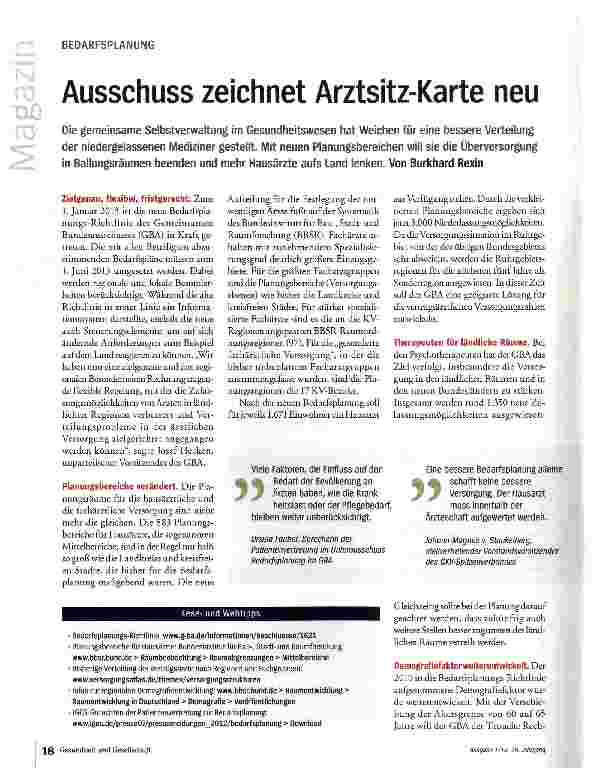 Vorschauseite 1: Ausschuss zeichnet Arztsitz-Karte neu