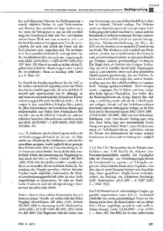 Vorschauseite 4: Dauerhafte Arbeitnehmerüberlassung -Begründung eines Arbeitsverhältnisses zum EntleiherAÜG§ 1;BetrVC§99