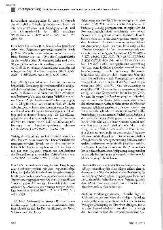 Vorschauseite 5: Dauerhafte Arbeitnehmerüberlassung -Begründung eines Arbeitsverhältnisses zum EntleiherAÜG§ 1;BetrVC§99