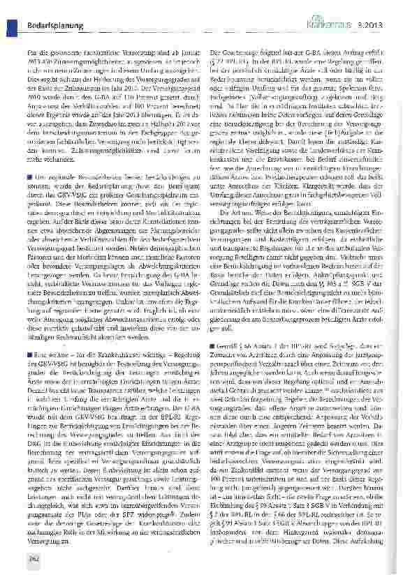 Vorschauseite 5: Neufassung der Richtlinie über die Bedarfsplanung in der vertragsärztlichen Versorgung