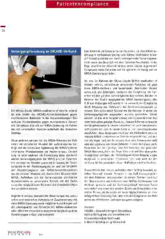 Vorschauseite 3: MRSA Sanierung: Patientencompliance - aber wie?