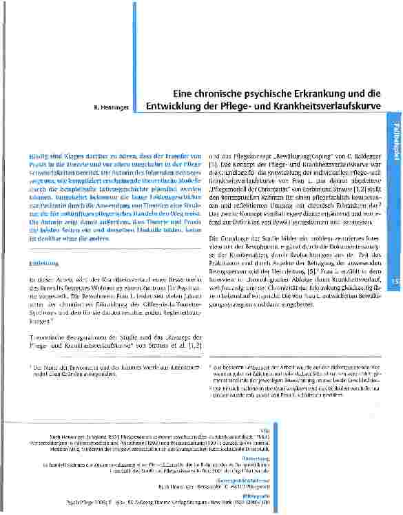 Vorschauseite 1: Eine chronische psychische Erkrankung und die Entwicklung der Pflegeund Krankheitsverlaufskurve