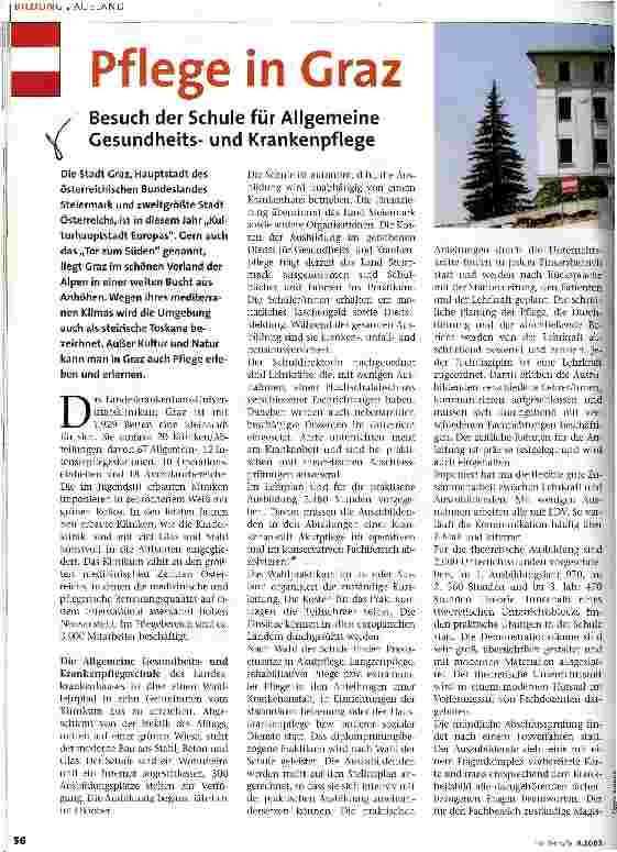 Vorschauseite 1: Pflege in Graz Besuch der Schule für Allgemeine Gesundheitsund Krankenpflege