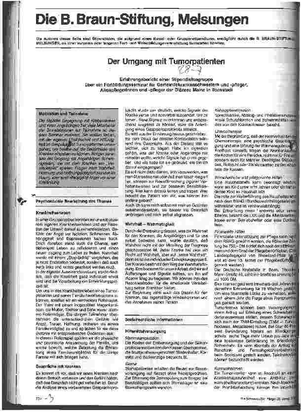 Vorschauseite 1: Der Umgang mit Tumorpatienten
