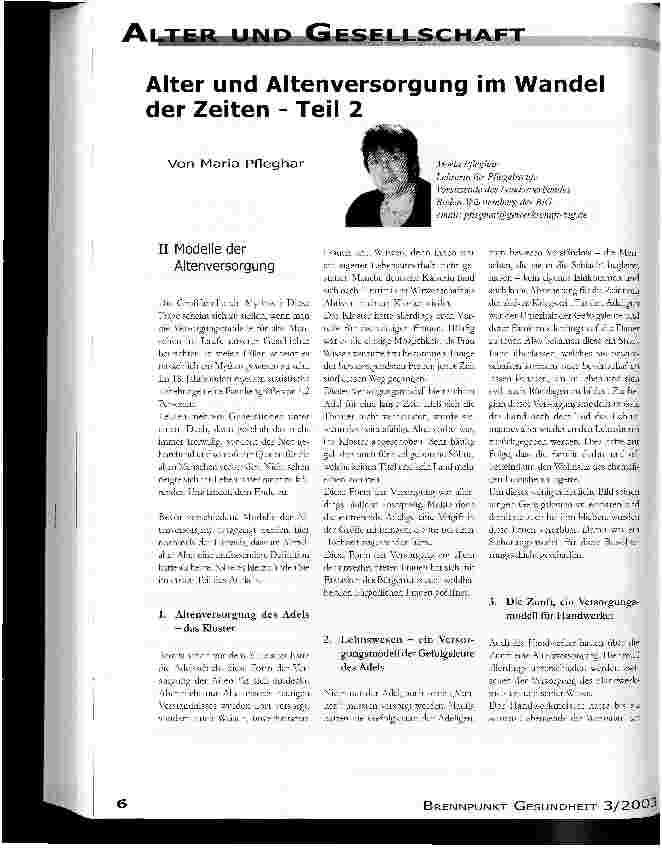 Vorschauseite 1: Alter und Altenversorgung im Wandel der Zeiten