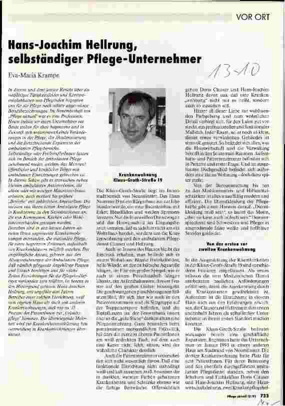 Vorschauseite 1: Hans-Joachim Hellrung, selbständiger Pflege-Unternehmer