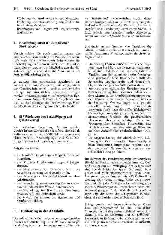 Vorschauseite 3: Finanzierung für Einrichtungen der ambulanten Pflege