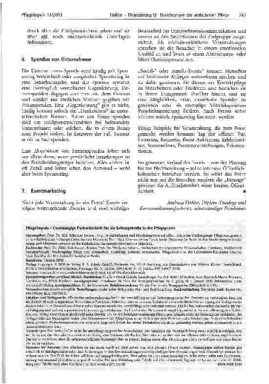 Vorschauseite 6: Finanzierung für Einrichtungen der ambulanten Pflege