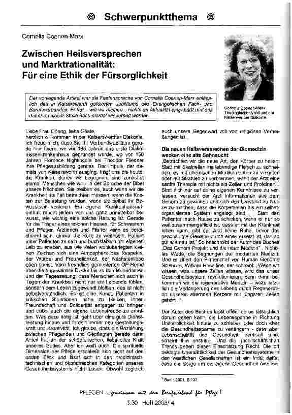 Vorschauseite 1: Zwischen Heilsversprechen und Marktrationalität: Für eine Ethik der Fürsorglichkeit