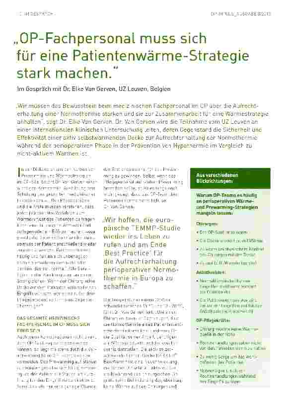 Vorschauseite 1: „OP-Fachpersonal muss sich für eine Patientenwärme-Strategie stark machen.