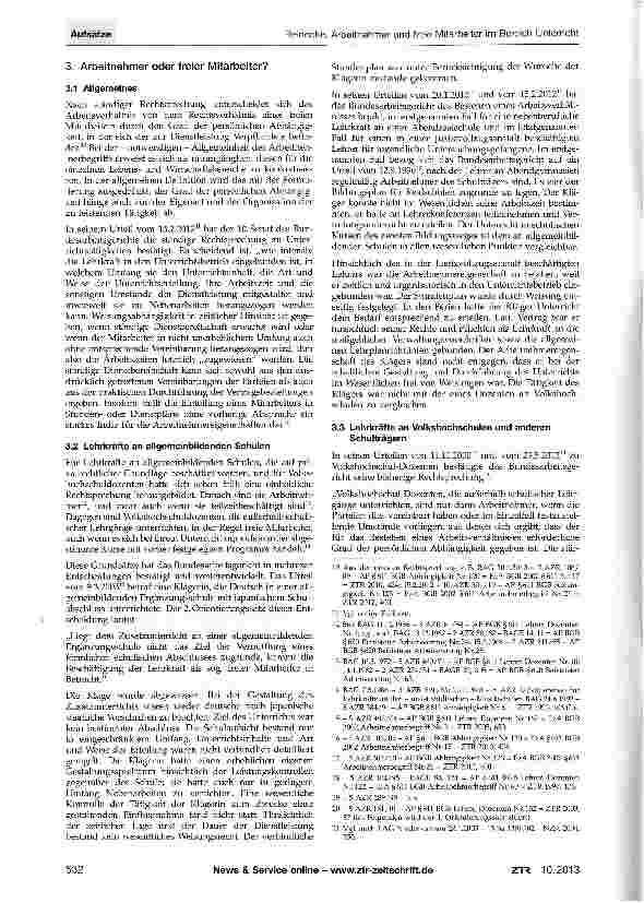 Vorschauseite 2: Arbeitnehmer und freie Mitarbeiter im Bereich Unterricht