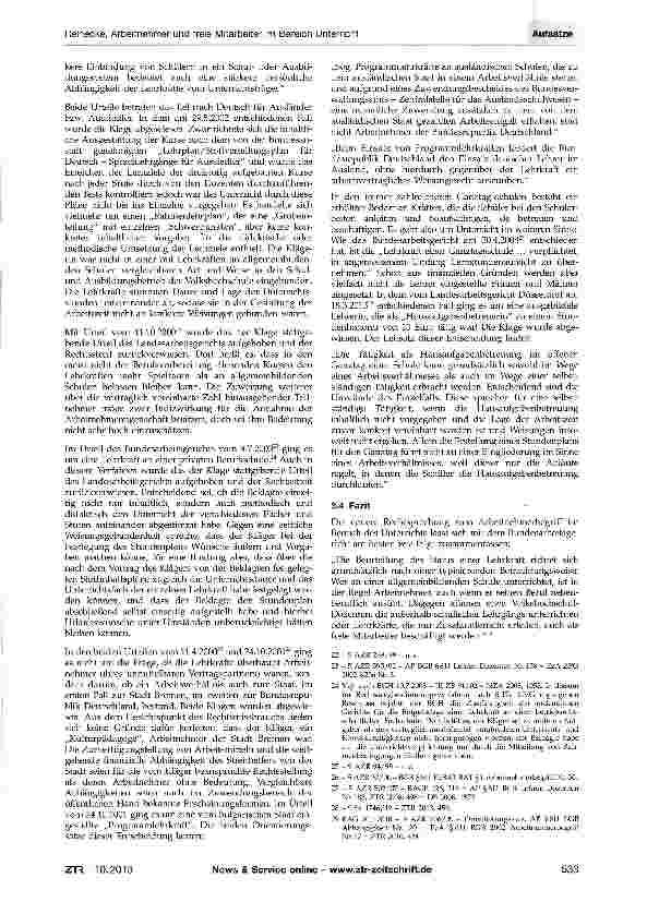 Vorschauseite 3: Arbeitnehmer und freie Mitarbeiter im Bereich Unterricht