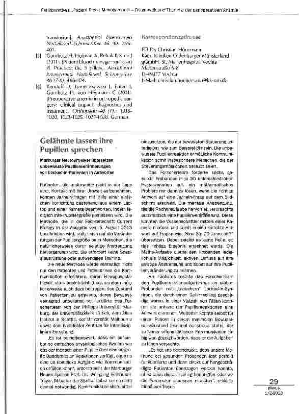 Vorschauseite 3: Perioperatives Patient Blood Management