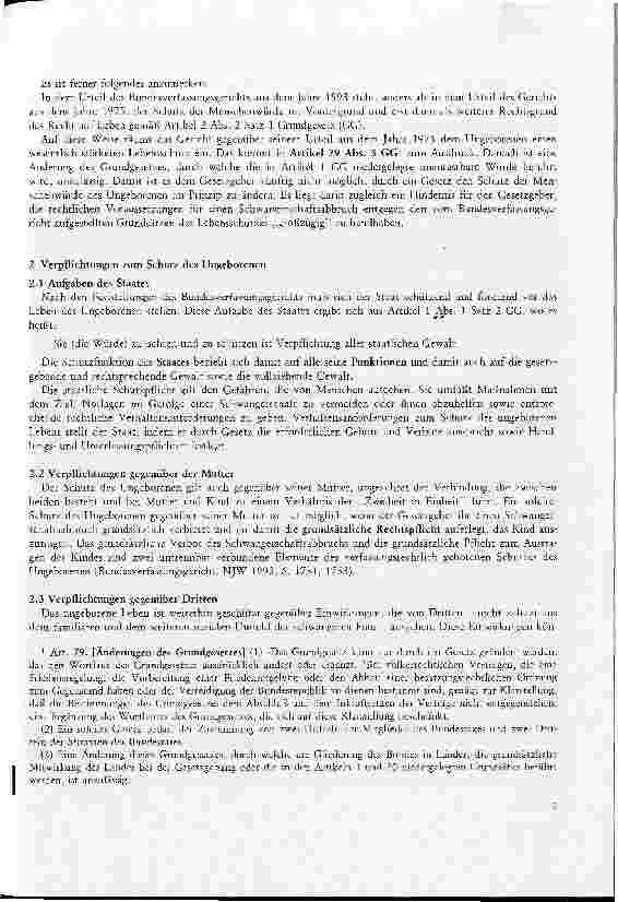 Vorschauseite 3: Neuregelungen des Schwangerschaftsabbruchs Rechtliche Auswirkungen des Urteils des BVG vom 28.Mai 1993