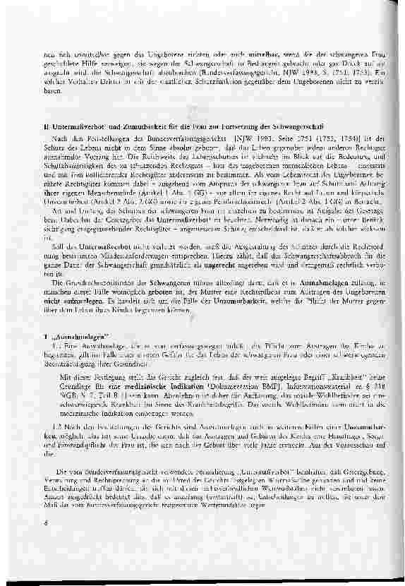 Vorschauseite 4: Neuregelungen des Schwangerschaftsabbruchs Rechtliche Auswirkungen des Urteils des BVG vom 28.Mai 1993