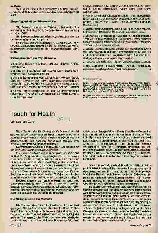 Vorschauseite 1: Touch for Health (Berührung für die Gesundheit)