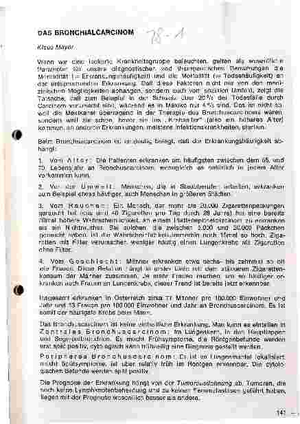 Vorschauseite 1: Das Bronchialcarcinom