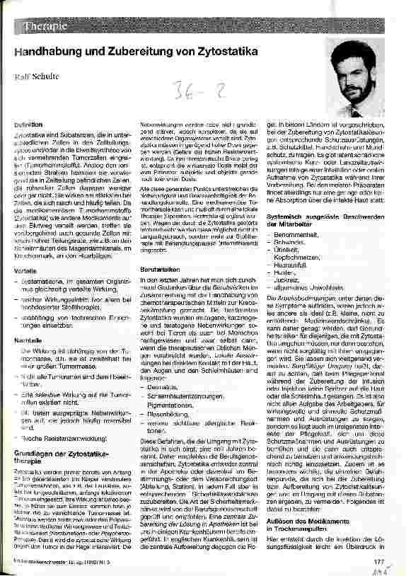 Vorschauseite 1: Handhabung und Zubereitung von Zytostatika
