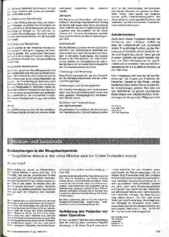 Vorschauseite 3: Handhabung und Zubereitung von Zytostatika