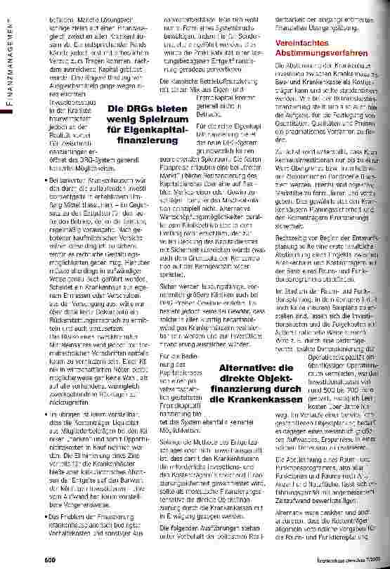 Vorschauseite 3: Monistik als Zwischenlösung Überlegungen zu einer direkten, projektbezogenen Investitionsfinanzierung durch die Kostenträger