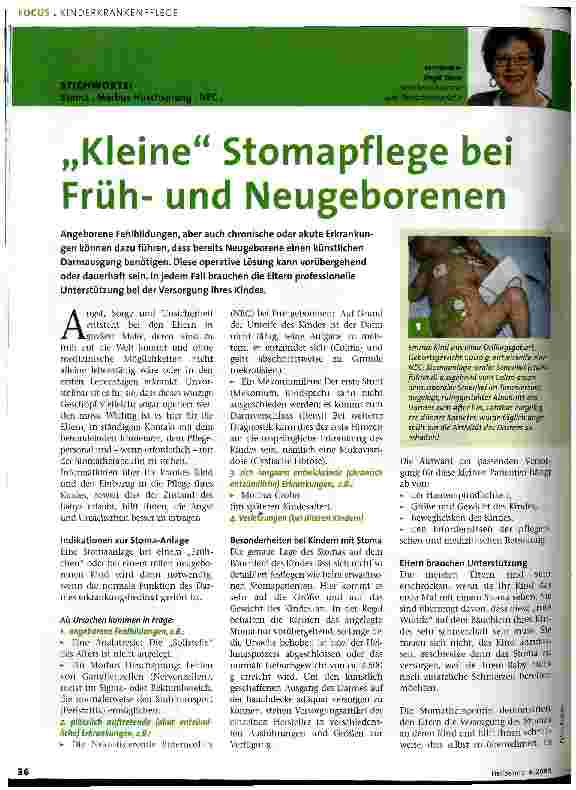 Vorschauseite 1: Kleine Stomapflege bei Frühund Neugeborenen