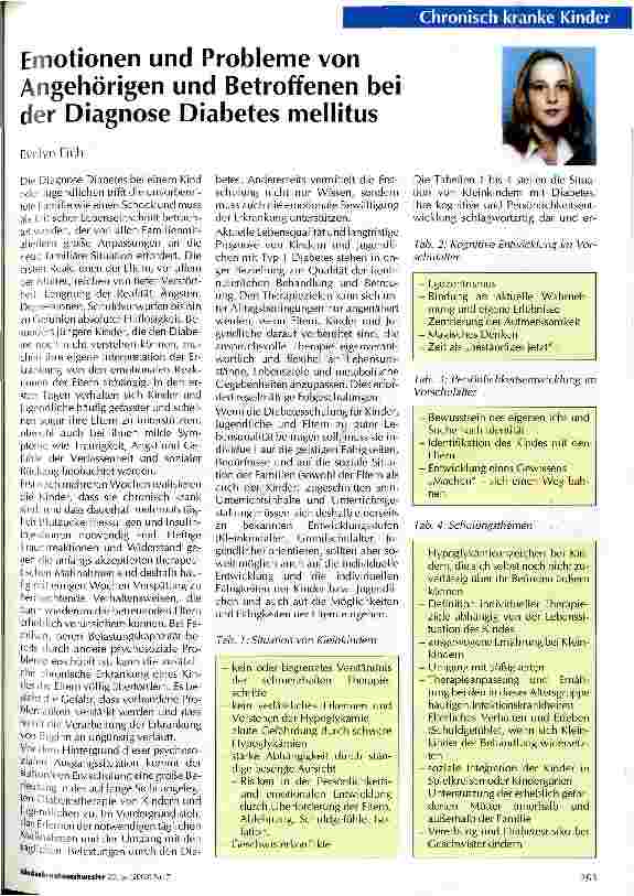 Vorschauseite 1: Emotionen und Probleme von Angehörigen und Betroffenen bei der Diagnose Diabetes mellitus