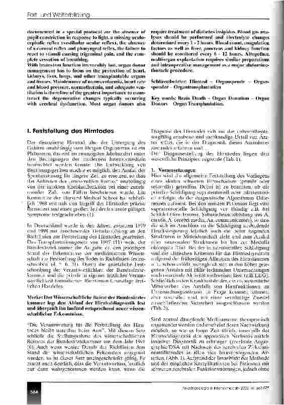 Vorschauseite 2: Vorbereitung und Durchführung der Organentnahme (CME 7/8/03)